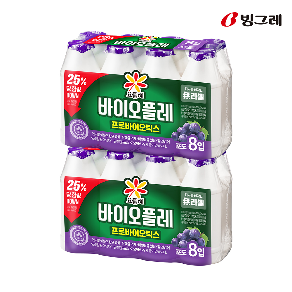 빙그레 요플레 바이오플레 포도, 130ml, 16개 - 상품 이미지