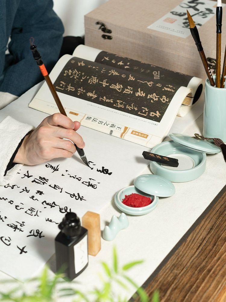 수묵화 서예붓 바림용 전통미술용 캘리 바림붓 문인화 브러시 한국화 천연모 붓세트 - 상세 이미지 4