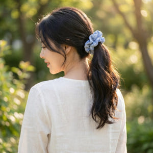 미니 곱창머리끈 머리 곱창밴드 똥머리 헤어 스크런치 밀크 타탄 블루 솔직 후기 | 실사용자 리뷰 분석 - 상품 이미지 1