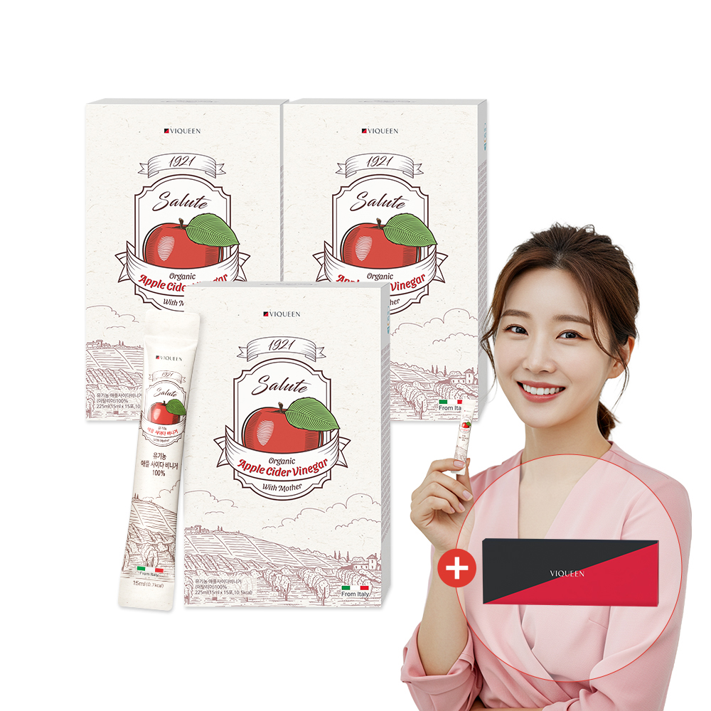 바이퀸 1921살루트 유기농 애플사이다비니거 애사비 1박스 x15포 225ml, 3개 - 메인 이미지