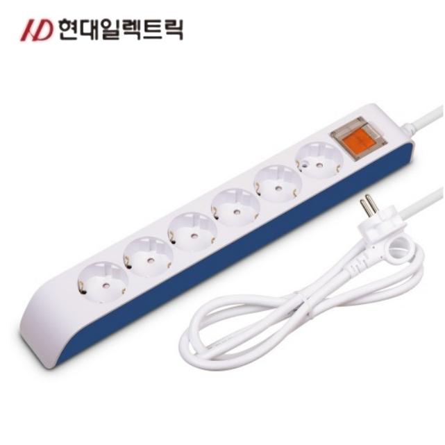 6구콘센트 5m 국산 과부하차단멀티탭 난연 감전방지 전기콘센트 - 상품 이미지