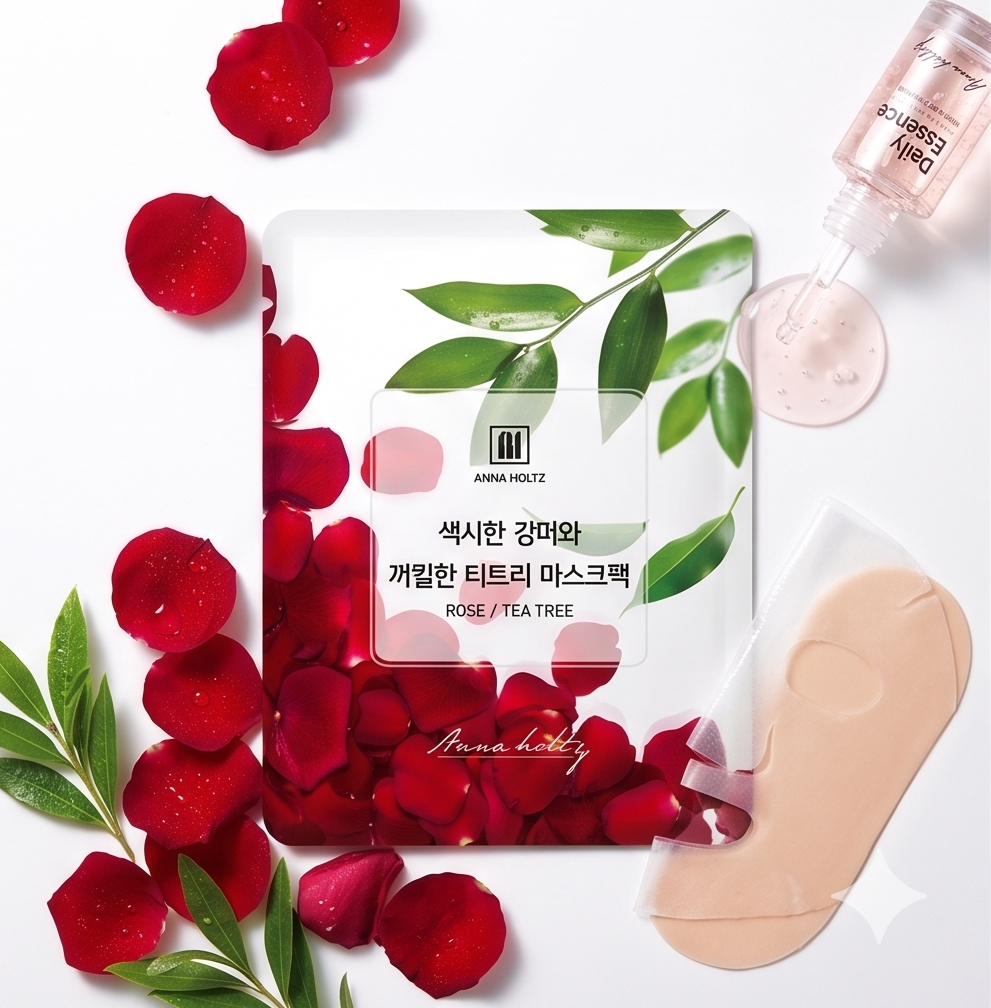 안나홀츠 천연 순면 에센스젤 마스크팩 1일1팩 수분 주름개선 녹차 알로에 이미지 6