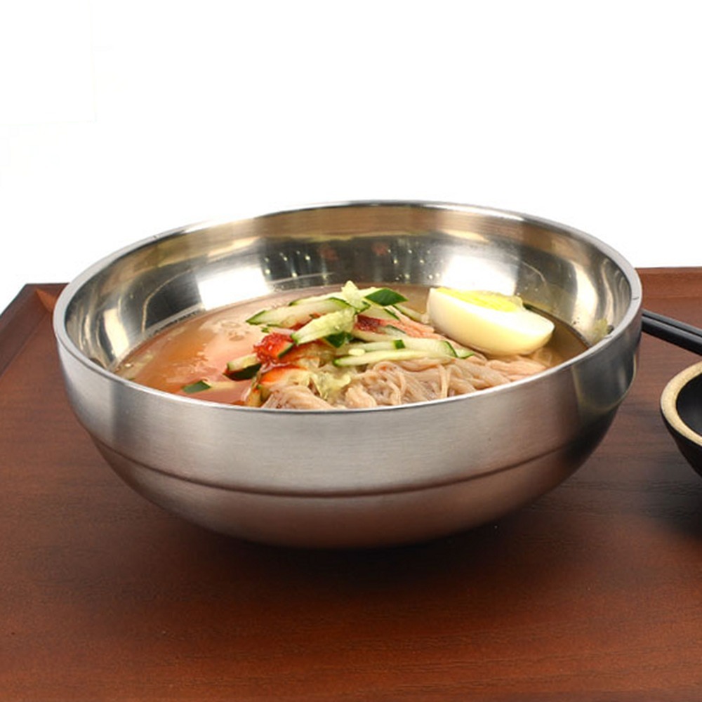 면요리전문식당주방비빔국수대접 업소용그릇온도유지냉면그릇 이중단열한식당용스텐면기 19호 - 상품 이미지
