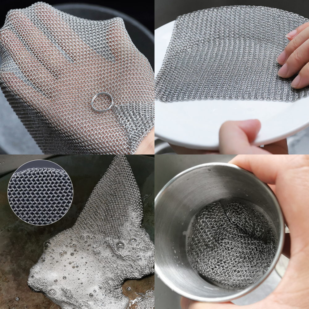 15x15cm 스텐 철수세미 스텐링 탄냄비 텀블러 316L 연마 체인 설거지 불판 - 상품 이미지