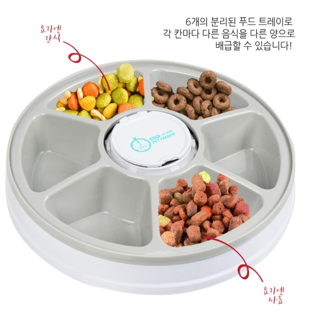 반려동물 자동급식기 애견 강아지 애묘 고양이 6구 자동급식기 - 상세 이미지 2