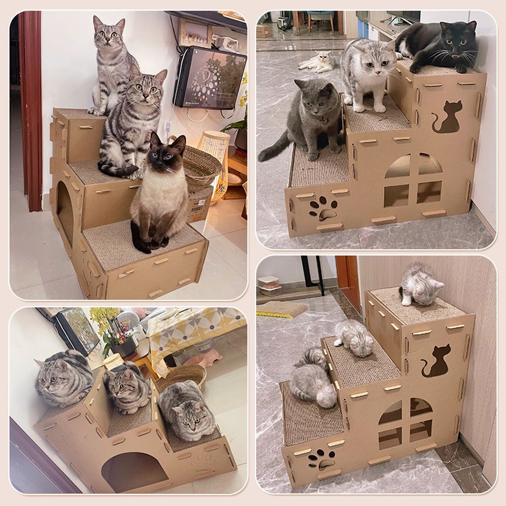 종이 고양이 캣해먹 골판지 미니 캣타워 놀이터 1 3단 윷놀이 고양이 많이/20근 이내 고양 - 상세 이미지 2