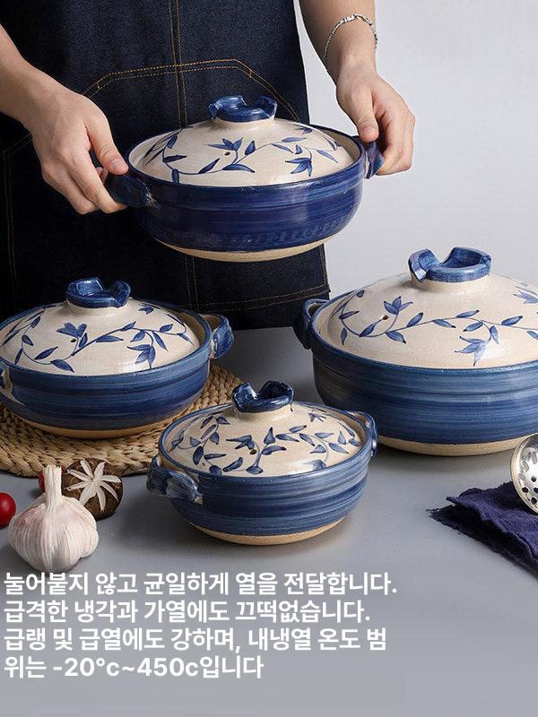 가정용 일본식뚝배기 고온 전골냄비 솥밥 일식 내성 밥솥 찌개용 도자기뚝배기 직화용 - 상세 이미지 2