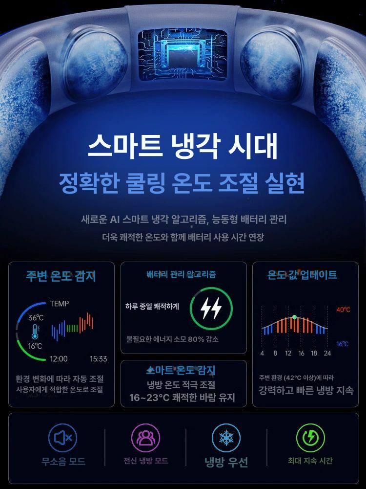 최신형 넥밴드 선풍기 냉각선풍기 목풍기 넥선풍기 쿨링 목에거는 급속 목선풍기 제로 - 상세 이미지 3