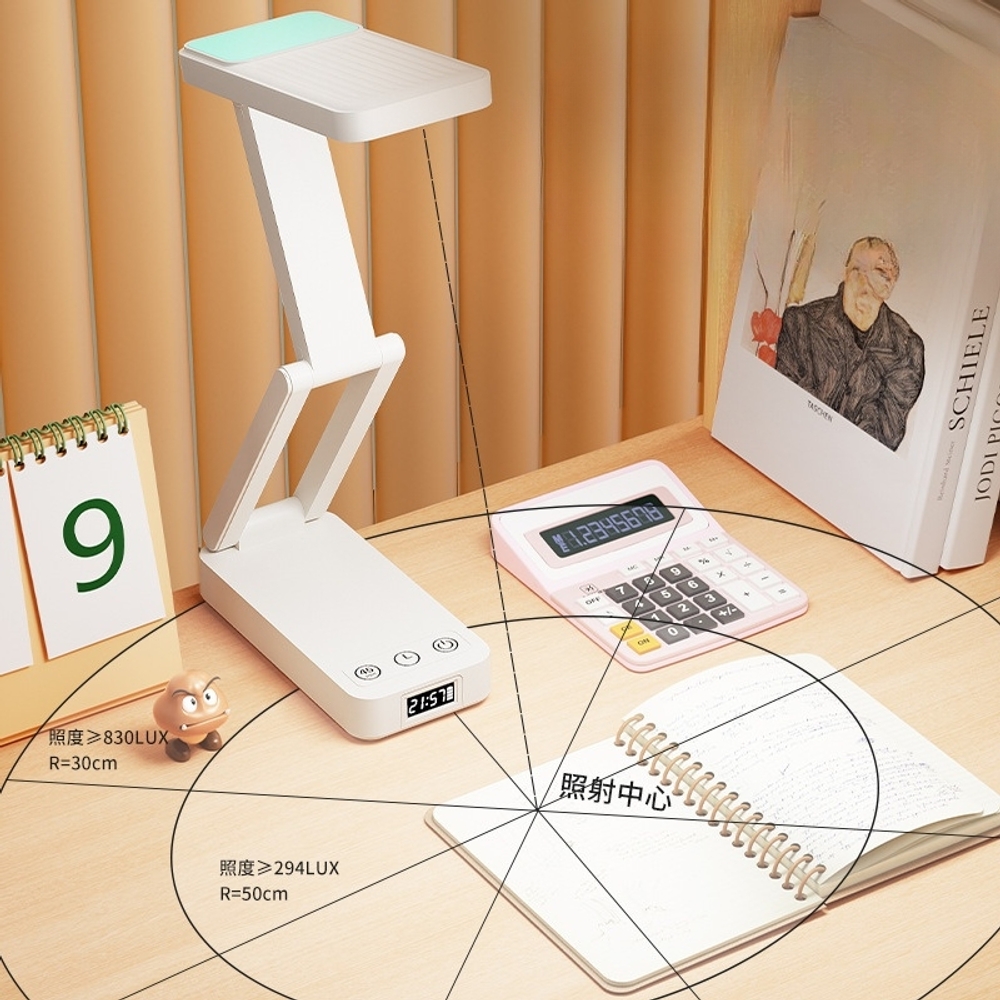 LED 접이식 스탠드 휴대용 책상 램프 USB 충전식 눈보호 사무실 XH1200 충전 플러그인 겸용 C타입 케이블 포함 - 상세 이미지 3