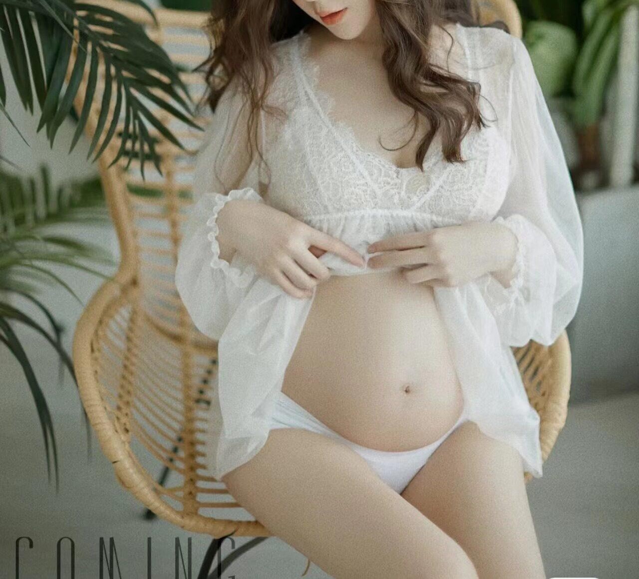 만삭사진 옷 셀프 의상 원피스 만삭촬영 드레스 임산부 화이트 프리사이즈 - 상품 이미지