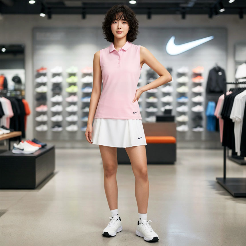 나이키 드라이핏 빅토리 여성 골프 나시 민소매 폴로 티셔츠 핑크, M 이미지 8