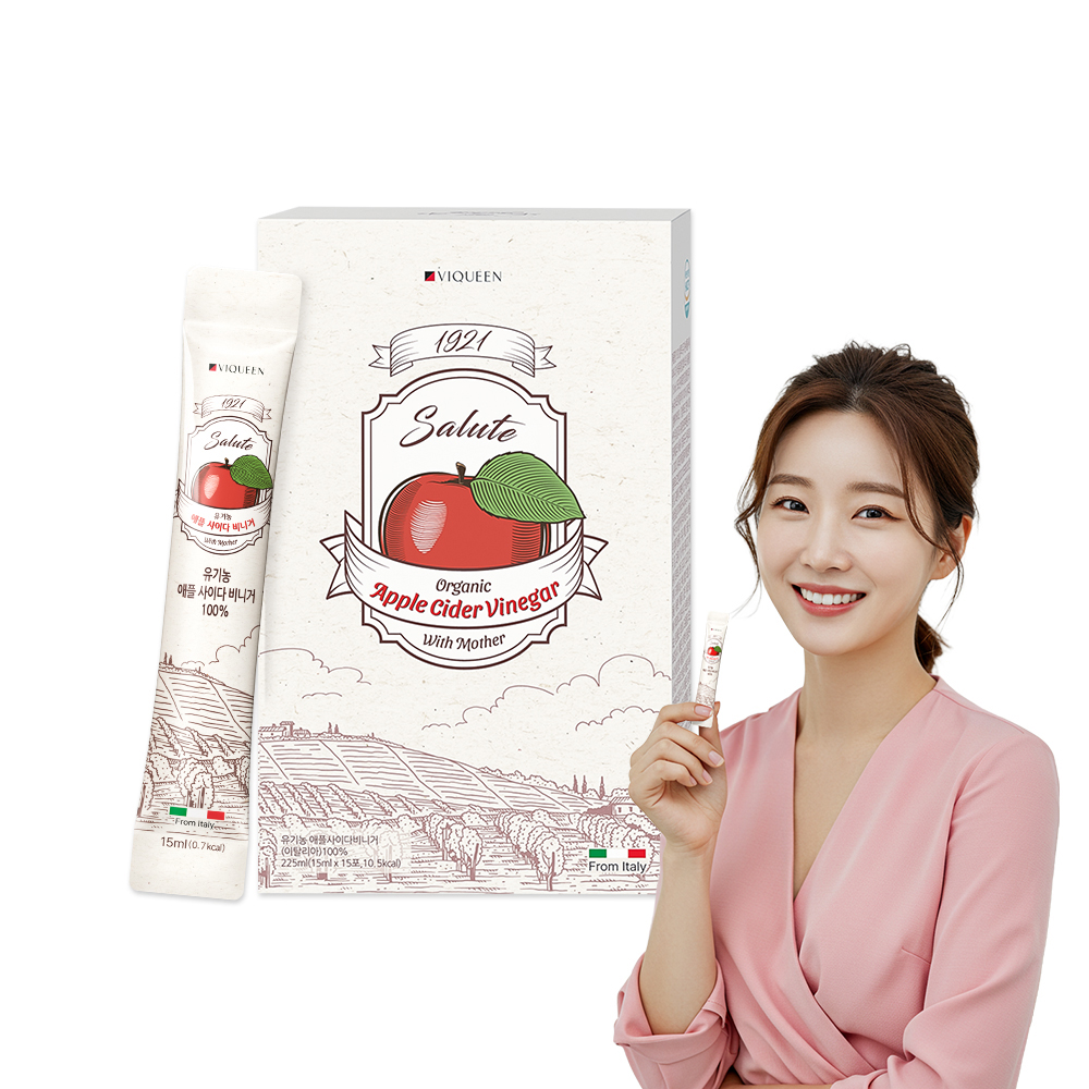 바이퀸 1921살루트 유기농 애플사이다비니거 애사비 1박스 x15포 225ml, 1개 - 메인 이미지