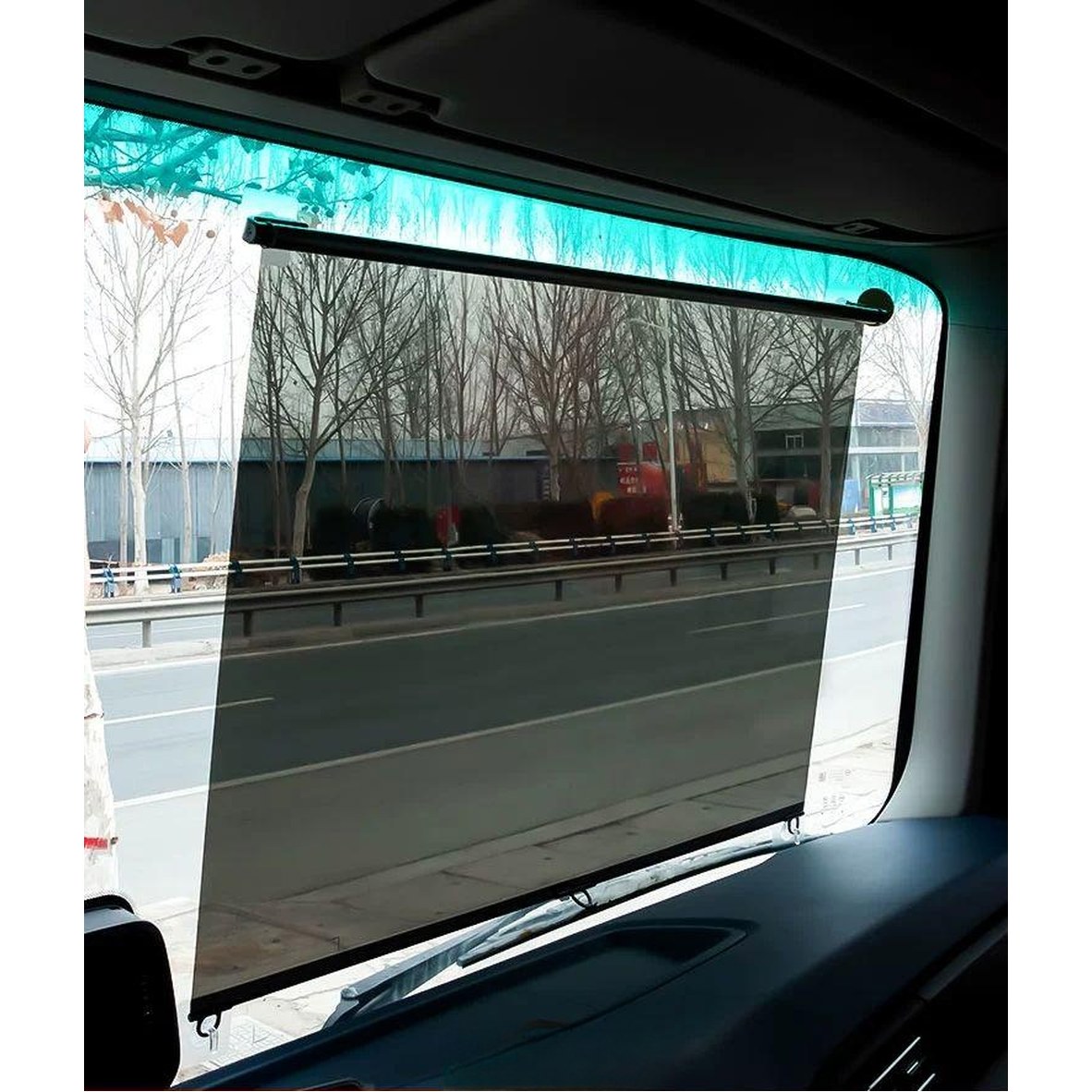 버스 햇빛 가리개 쏘렌토 블라인드 수입판 하강형 캐노피 차박 3세대 오토가드 블랙 40 55cm 로드길이45cm - 상품 이미지
