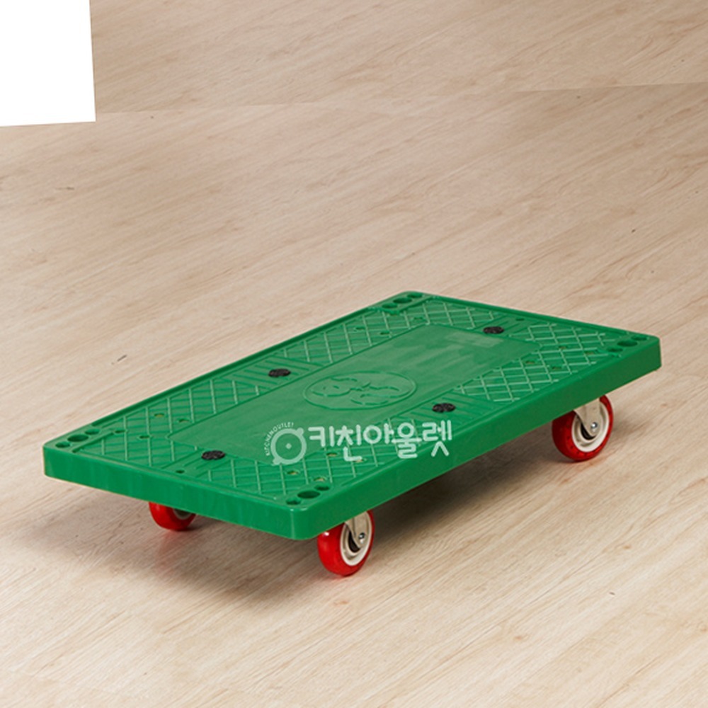 업소용회전바퀴플라스틱달리 상업용공장용핸드주방카트 물류창고식당용손수레 4바퀴 대 초록 - 상품 이미지