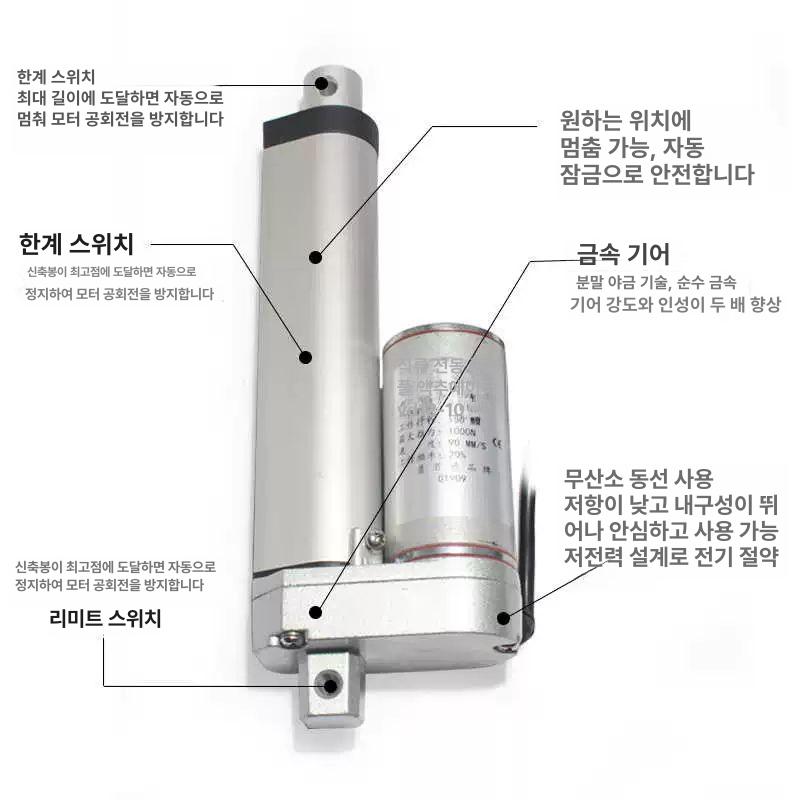 리니어모터 액츄에이터 액추에이터 엑추에이터 리프트 전동실린더 리프터 왕복 기어 - 상세 이미지 4