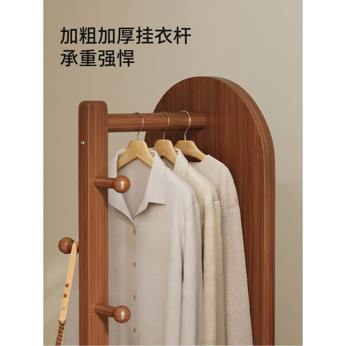 회전식 전신거울 행거 아치형 의상 옷보관 코트랙 거울 책장 공간절약 2단 아우터 매장 - 상세 이미지 3