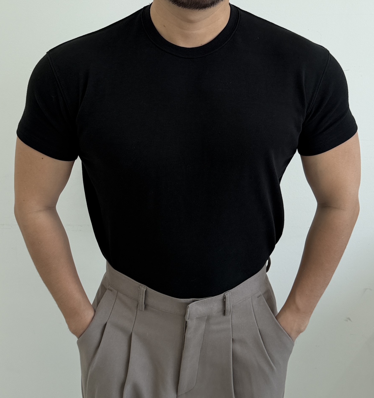 [프리미엄 모달 제작] 남자 머슬핏 반팔 티셔츠 - 상세 이미지 2