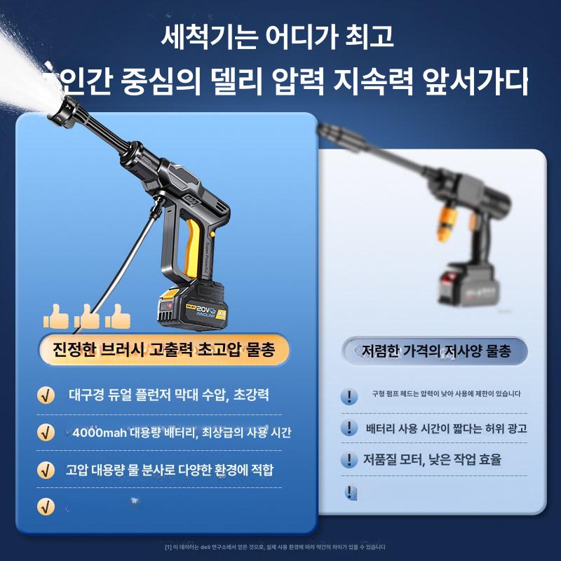 충전식 세차기 무선고압세척기 청소용 본체 세차용 가정용 다용도 호스 물분사기 - 상세 이미지 3