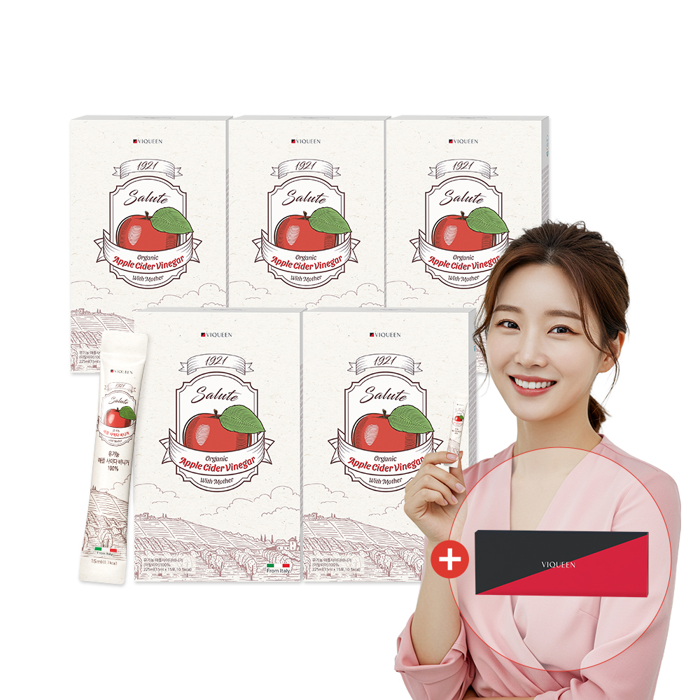 바이퀸 1921살루트 유기농 애플사이다비니거 애사비 1박스 x15포 225ml, 5개 - 메인 이미지