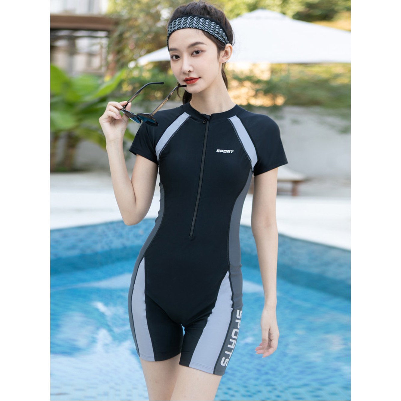 스러움폭발 슬림핏 모두1 블랙 통통 심코2 빅사이즈수영복 자외선 긴팔수영복 온천 커버 여성 블랙 M - 상세 이미지 2