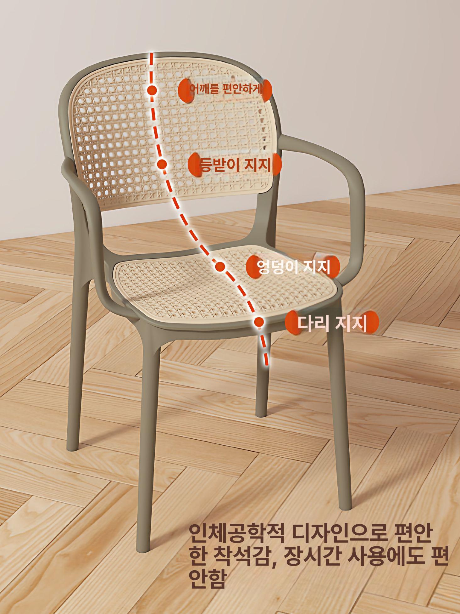 플라스틱 북유럽 라탄의자 업소용 카페의자 인테리어 야외용 디자인체어 매장 - 상세 이미지 5