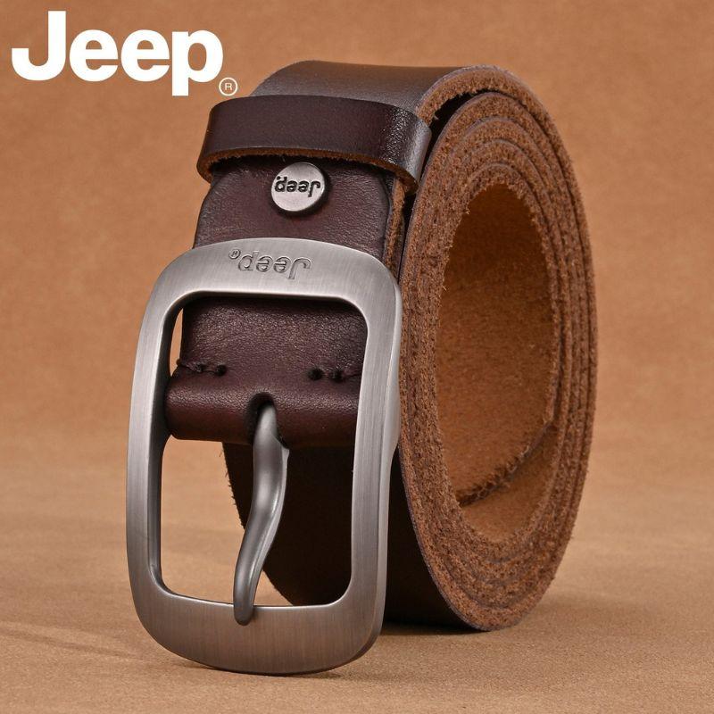 Jeep 소가죽 벨트 남성 빈티지 핀버클 허리띠 - 상품 이미지