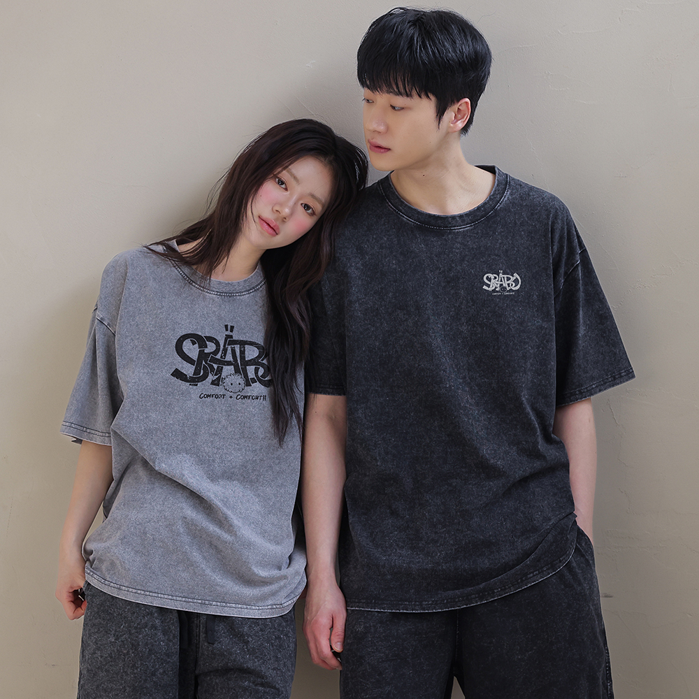 스라보 Archive 빈티지 로고 피그먼트 반팔 빅사이즈 티셔츠 5XL - 상세 이미지 5