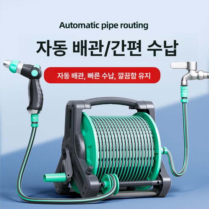 이동식 릴호스 세척 베란다 호스릴 고압 원예 물호스 텃밭 물뿌리개 주말농장 분사 - 상세 이미지 4