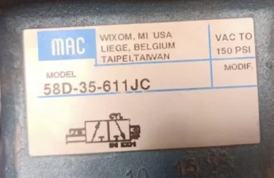 2025.4 MAC 솔레노이드 밸브 58D-35-611JC 납품 250B-611JC
