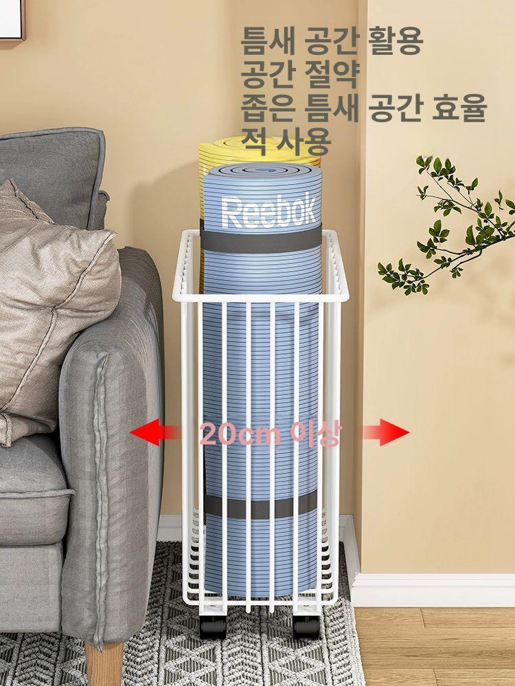철제 요가매트정리대 가정용 필라테스 거치대 보관대 보관선반 바퀴 폼롤러정리대 - 상세 이미지 4