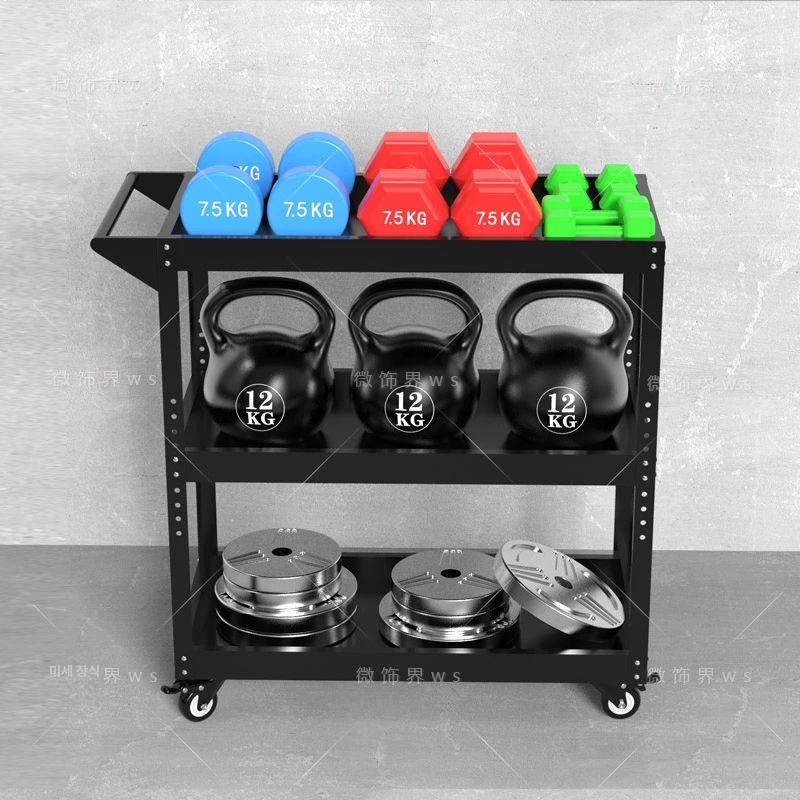 3단 선반 운동기구 수납 트롤리 덤벨 요가매트 정리 거치대 보관 폼롤러 피트니스 - 상세 이미지 3