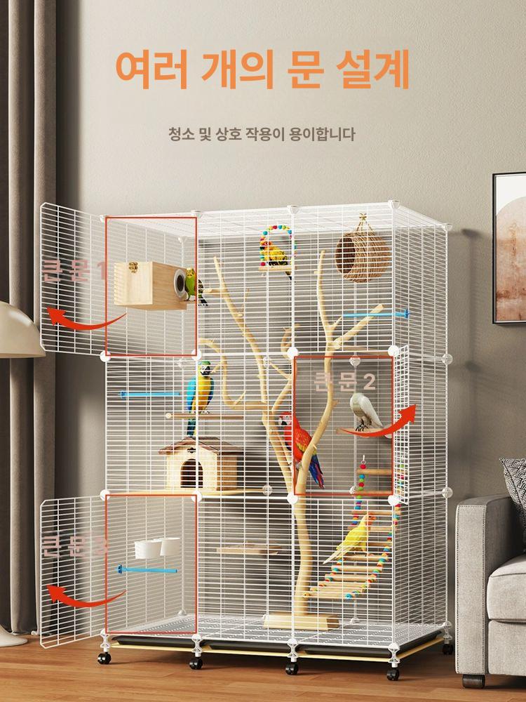 바퀴달린 앵무새새장 앵무새집 조류 앵무새케이지 사육장 상호작용 - 상세 이미지 4