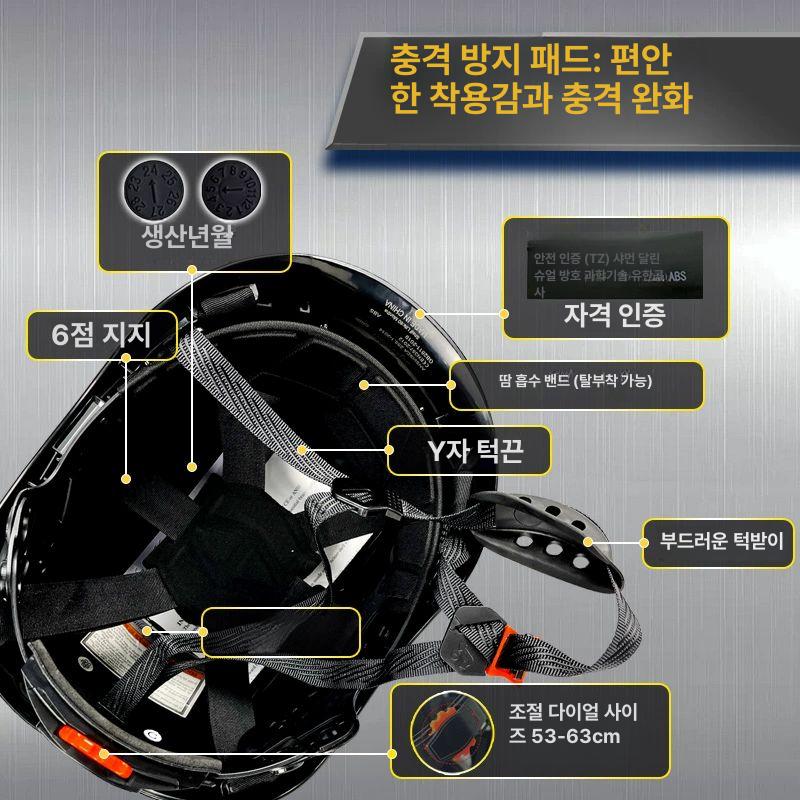 탄소섬유 건설현장 투구형안전모 작업용 현장안전모 선풍기안전모 공사장 산업용 - 상세 이미지 4