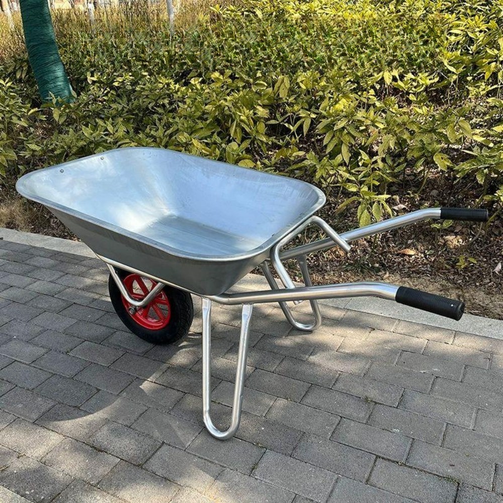 스텐 일륜차 쓰레기 운반 농작업 농업용손수레 농장 외발수레 농기구 공압 적재 - 상품 이미지