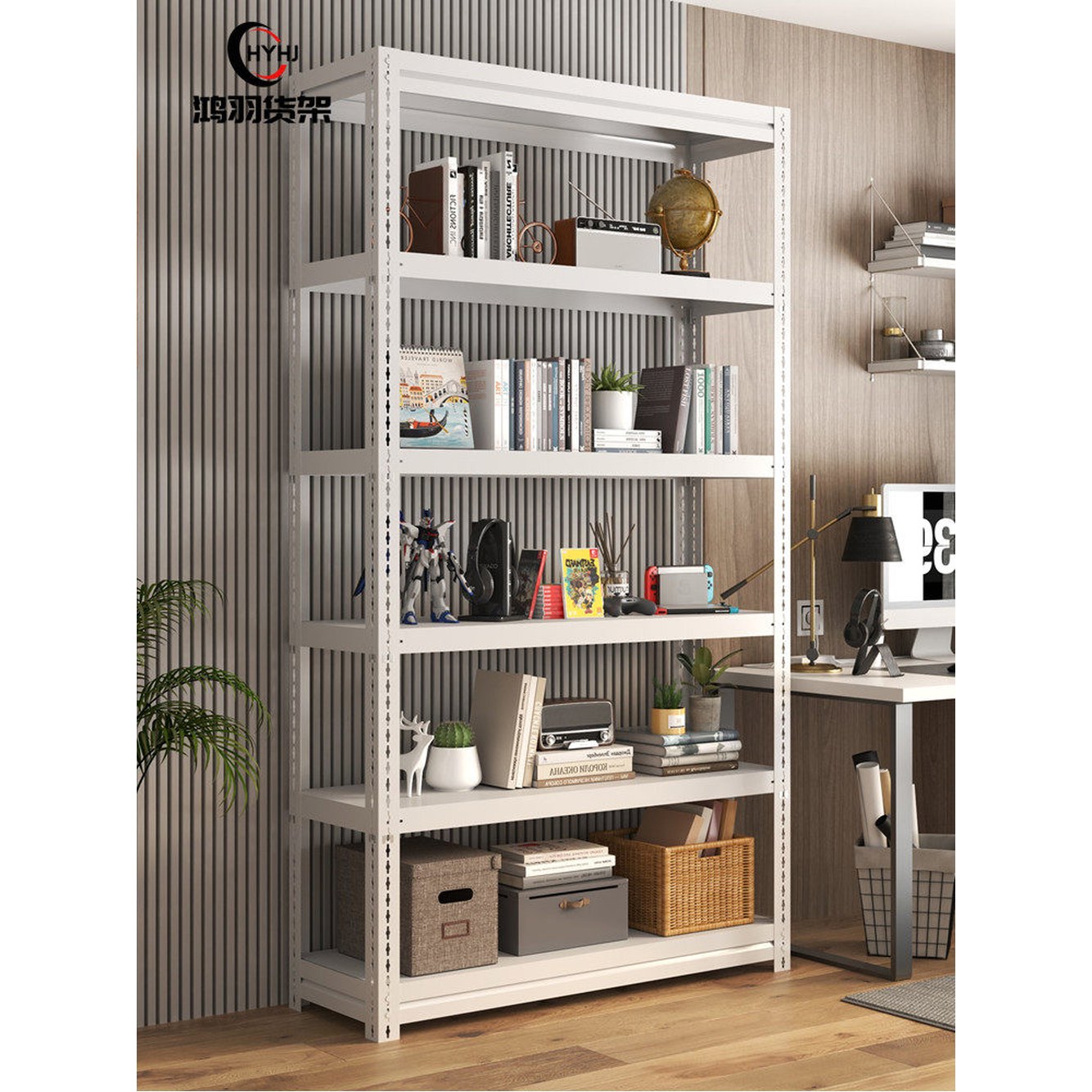 화이트 무볼트 선반 없는 진열대 세탁기 다용도실 5단 창고 100x40x180 나사 물류 철제 - 상세 이미지 2
