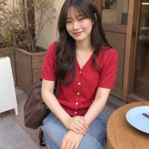 [★단독컬러] 로엠 올데이 브이넥 반팔 가디건 RMCKG25R99 착용 후기 | 사이즈/핏 총정리 - 상품 이미지 3
