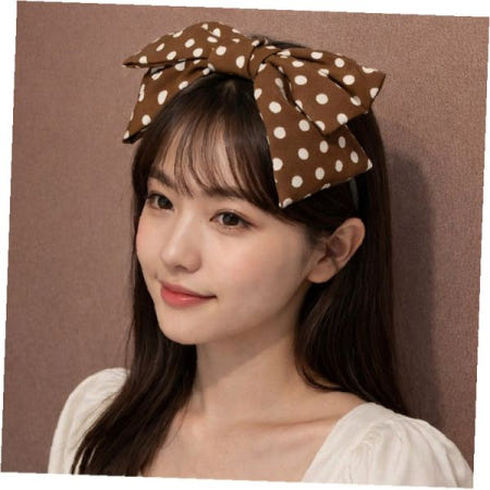 데일리 빅 리본 머리띠 도트 헤어밴드 땡땡이 패턴 헤어 액세서리 캐주얼용