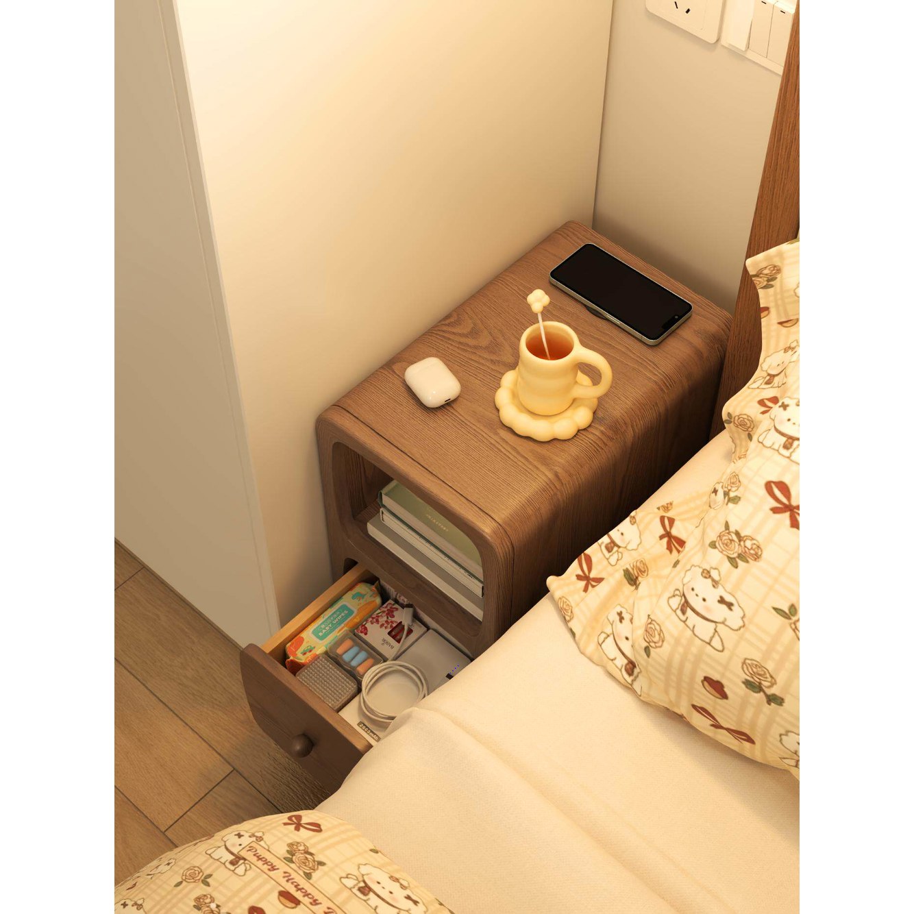 틈새협탁 30cm 미니 25cm 테이블 무선충전 슬림 usb - 상세 이미지 3