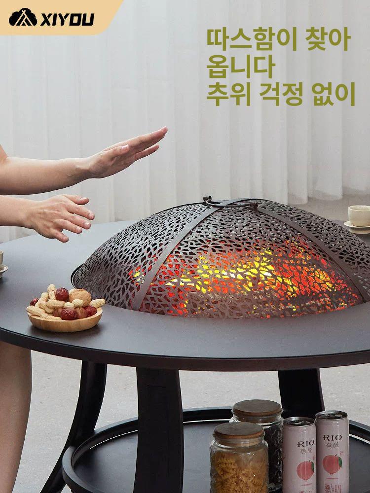 바베큐 캠핑화로테이블 캠핑원형테이블 좌식테이블 불멍테이블 숯불 난로테이블 - 상세 이미지 5