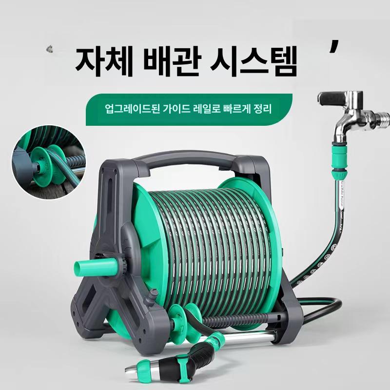 이동식 릴호스 세척 베란다 호스릴 고압 원예 물호스 텃밭 물뿌리개 주말농장 분사 - 상세 이미지 2
