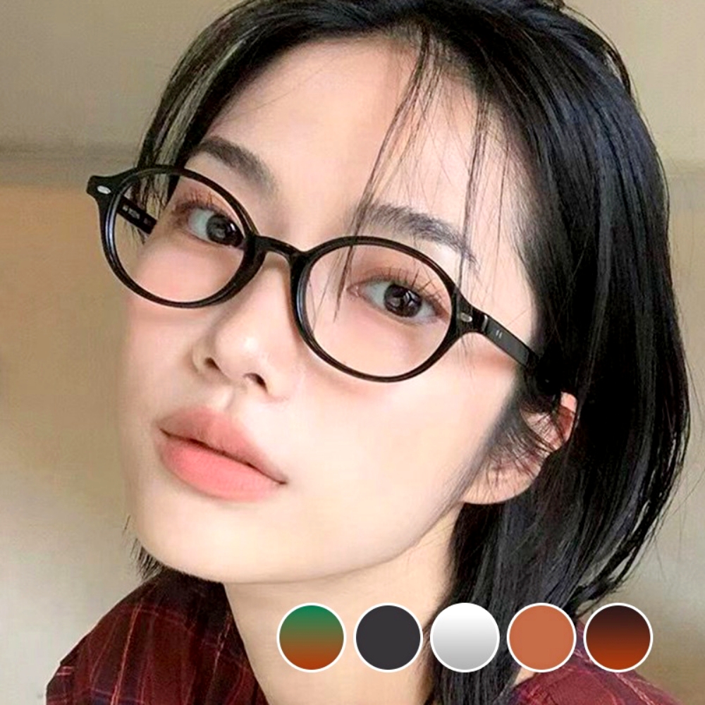 패션아이템도수없음뿔테안경 블루라이트차단데일리룩라운드안경 투톤컬러얼굴형커버 5컬러 - 상품 이미지