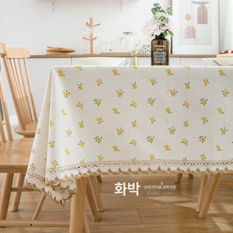 원형 테이블보 꽃무늬 작은 커버 레이스 식탁보 협탁 베이지 플로럴 60x60cm - 상세 이미지 2