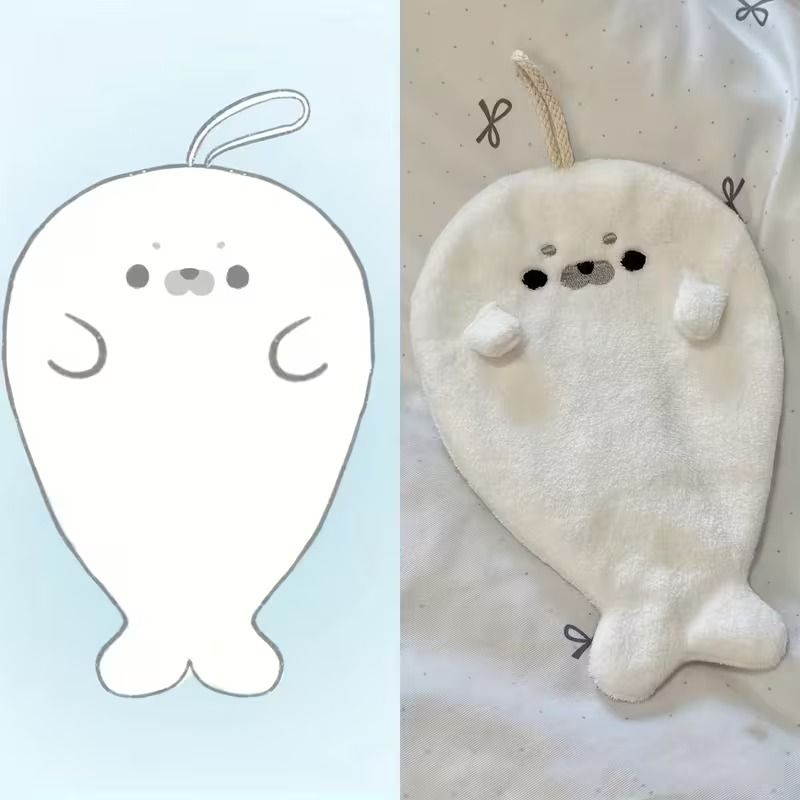 물개 물범 핸드타월 수건 고리수건 어린이집 유치원 핸드타월 핸드타올 답례품 집들이 선물 - 상세 이미지 5