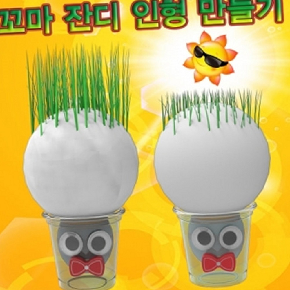 생명과학생장관찰잔디인형만들기 책상꾸미기방과후수업 자연관찰식물재배꼬마잔디인형 1인세트 - 상품 이미지