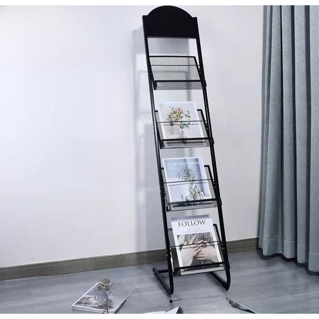 홍보물 게시대 잡지 3단 다층 잡지꽂이 브로셔 5개 블랙 전단지 엽서 잡지렉 리플렛 L30블랙 스칼렛 - 상세 이미지 2