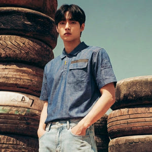 남자 피그먼트 카라티 크롭 데님 셔츠 반팔티 여름 티셔츠 착용 후기 | 사이즈/핏 총정리 - 상품 이미지 1
