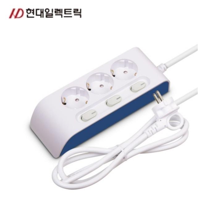 1.5m전기콘센트 3구 개별스위치멀티탭 감전방지 국산멀티탭 - 상품 이미지