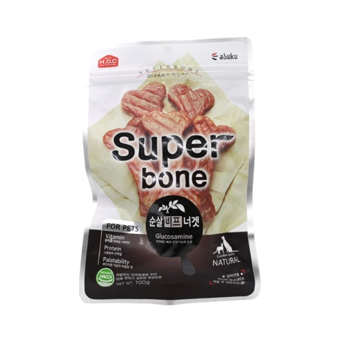 HDC 아스쿠 슈퍼본 순살너겟 국내산간식 비프, 100g, 3개 - 상품 이미지