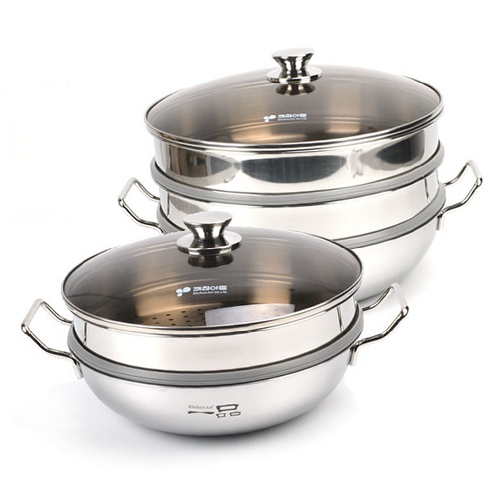 위생적인찜요리찜솥 깔끔한디자인만능냄비찜기 통3중전골요리찜냄비 2단찜기 3단찜기 2단 30호 - 상품 이미지