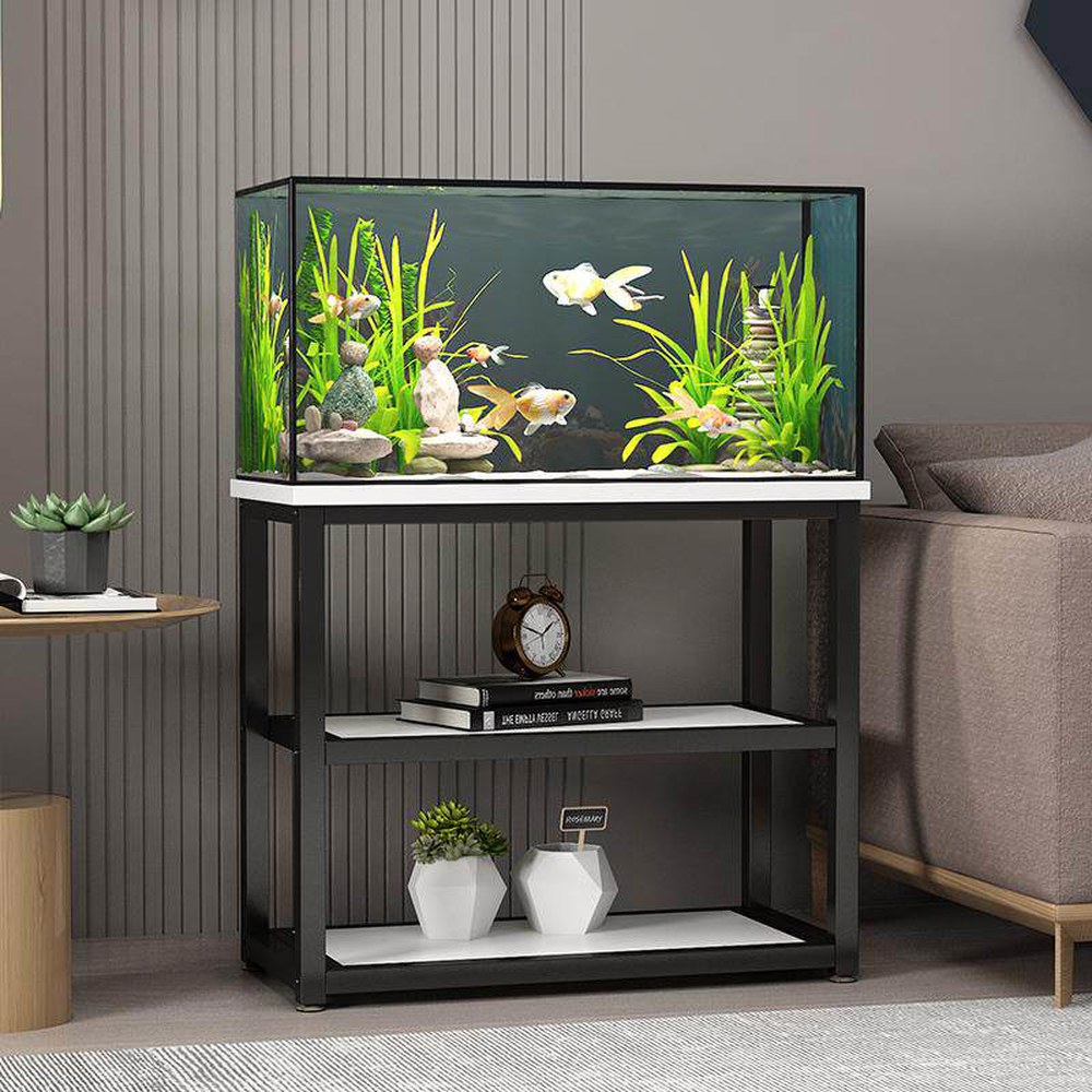 35큐브축양장 받침심플형 블랙 어항선반 원목 흰프레임 받침대 40x30x70cm 어항 월넛 다이 프레임 호두 선반 화이트 우드 블랙 프레임 화이트 40x30x70cm - 상세 이미지 3